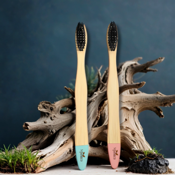 Eco Bamboo Charcoal Activated Toothbrush for Kids | Soft, Eco-Friendly, BPA-Free ( Pack of 2 )