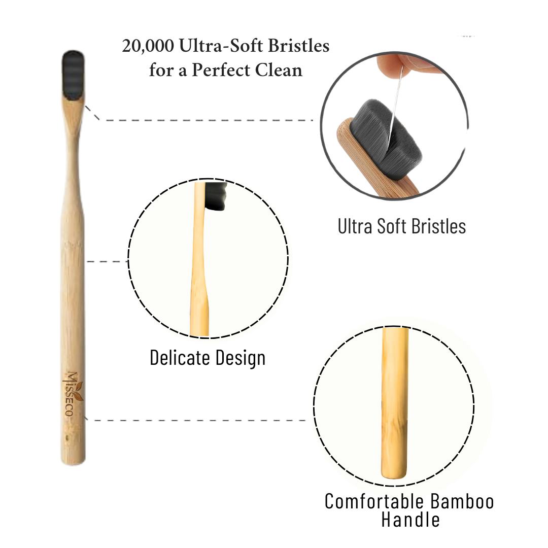 Eco-friendly Bamboo Toothbrush With 20,000 Ultrafine Nano Bristles | Doctor's Suggest Toothbrush I BPA Free (Pack of 1) - Image 2