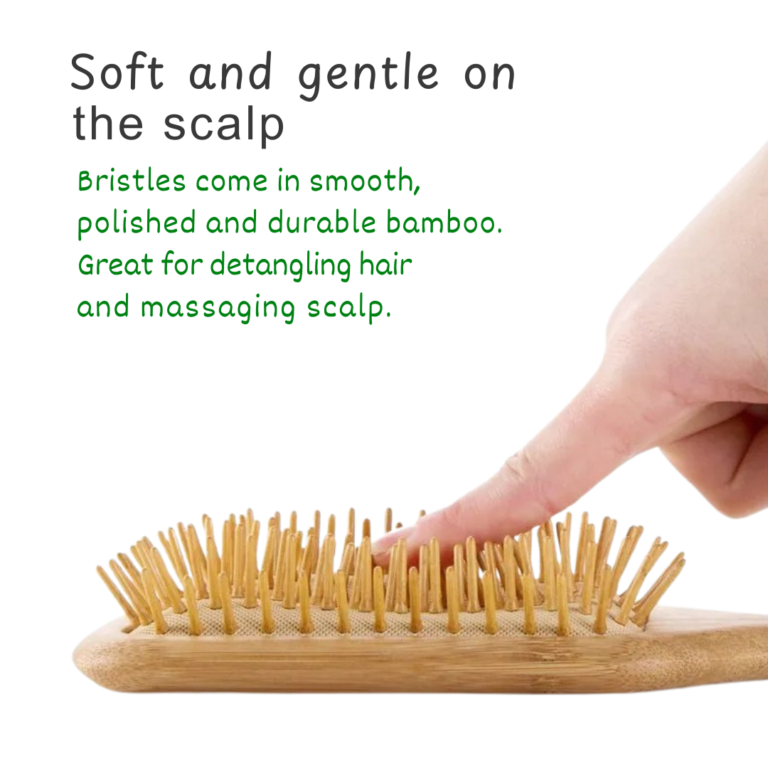 Premium Bamboo Paddle Hair Brush for Women & Men I Plastic-Free, Eco Choice for Hair Care I - Image 5