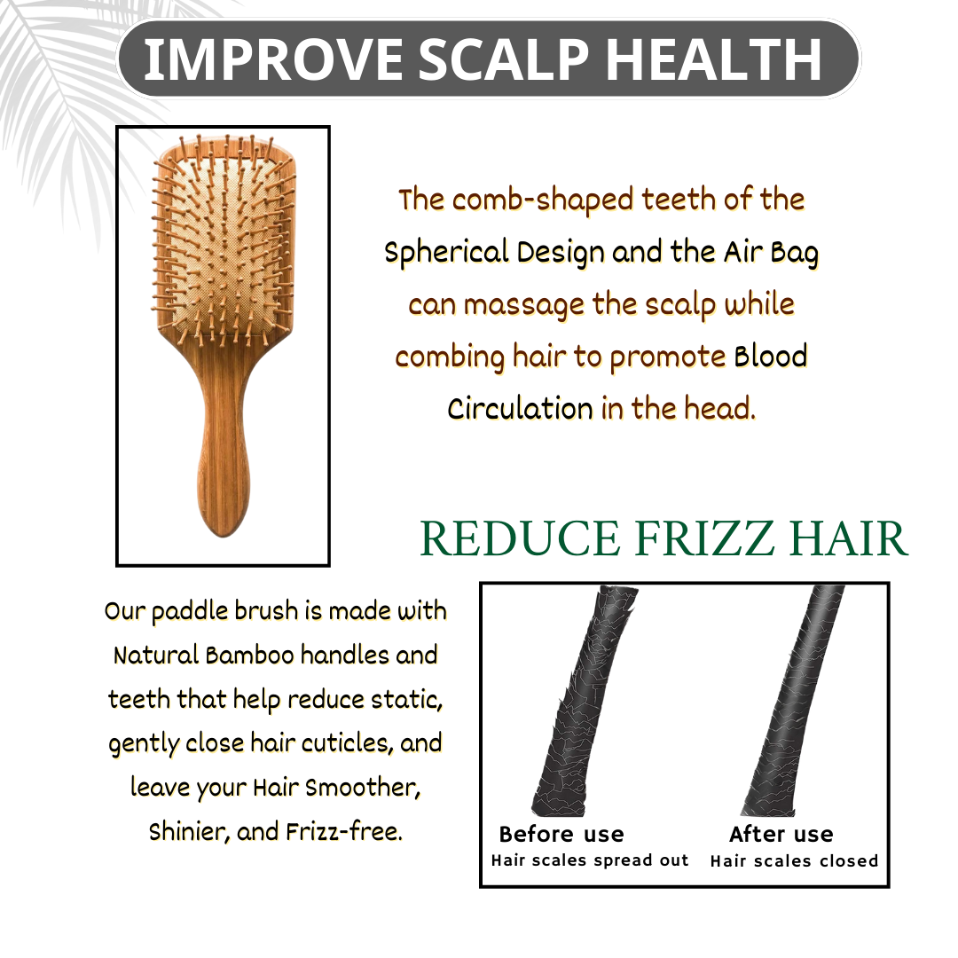 Premium Bamboo Paddle Hair Brush for Women & Men I Plastic-Free, Eco Choice for Hair Care I - Image 6